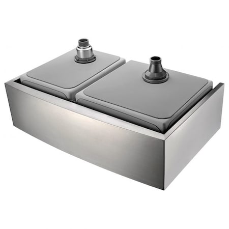 Anzzi Elysian Farmhouse 36" 60/40 Double Bowl Kitchen Sink in Brushed Satin K-AZ3620-3A